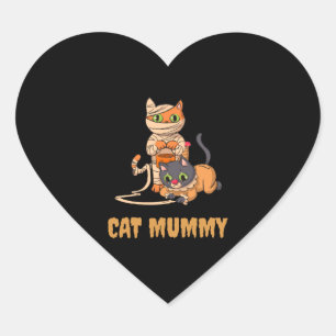 Pegatina En Forma De Corazón Cat Mummy Divertidas Halloween Cat Mom Women