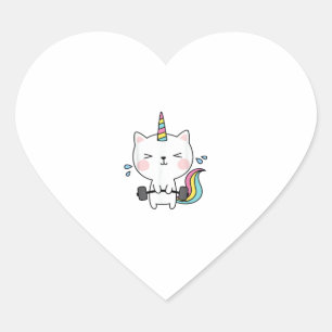 Pegatina En Forma De Corazón Cat Unicorn T Shirout Gym Rainbow Caticorn C