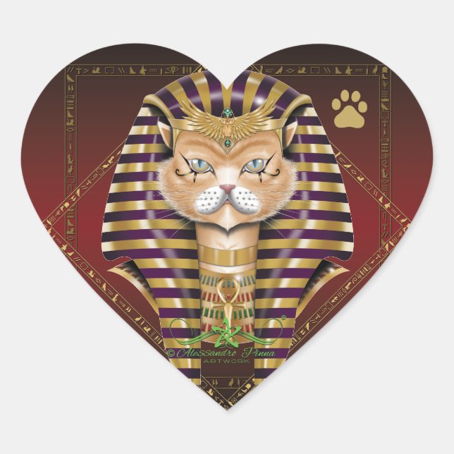 Pegatina En Forma De Corazón CATankhaMEOW (Anverso)