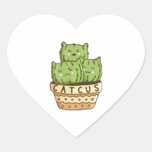 Pegatina En Forma De Corazón Catcus Funny Cat Cactus Cats Cacti Succultor Lover