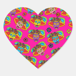 Pegatina En Forma De Corazón Catrina Sugar Skull