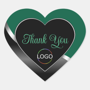 Pegatina En Forma De Corazón Cazador Verde Ondulado Plateado Negro Logo Lindo G