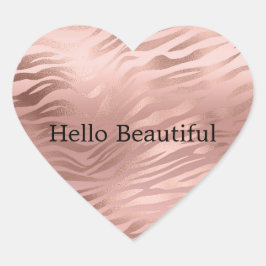 Pegatina En Forma De Corazón Cebra Glam Rosa Rosa