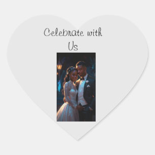Pegatina En Forma De Corazón Celebra con el Pegatina de la pareja boda de ee.uu