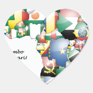 Pegatina En Forma De Corazón Celebración de África en el diseño de banderas