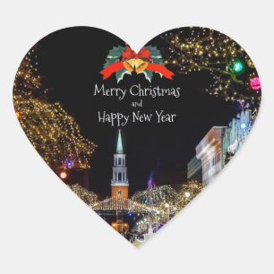 Pegatina En Forma De Corazón Celebración de navidades, luces brillantes y baud