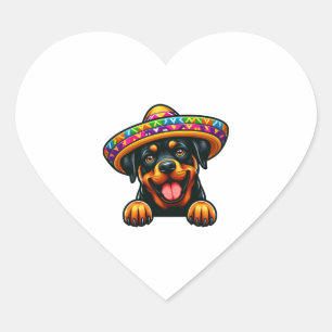 Pegatina En Forma De Corazón Celebración del Cinco de Mayo Rottweiler en México