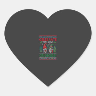 Pegatina En Forma De Corazón Celebrar Gnomies Navidad Gnomos Árboles Reno