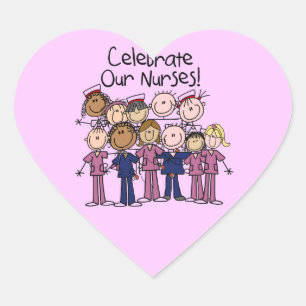 Pegatina En Forma De Corazón Celebre a nuestras enfermeras