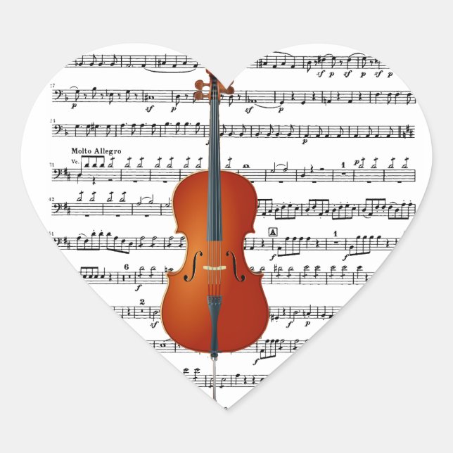 Pegatina En Forma De Corazón Cello y yo_ (Anverso)