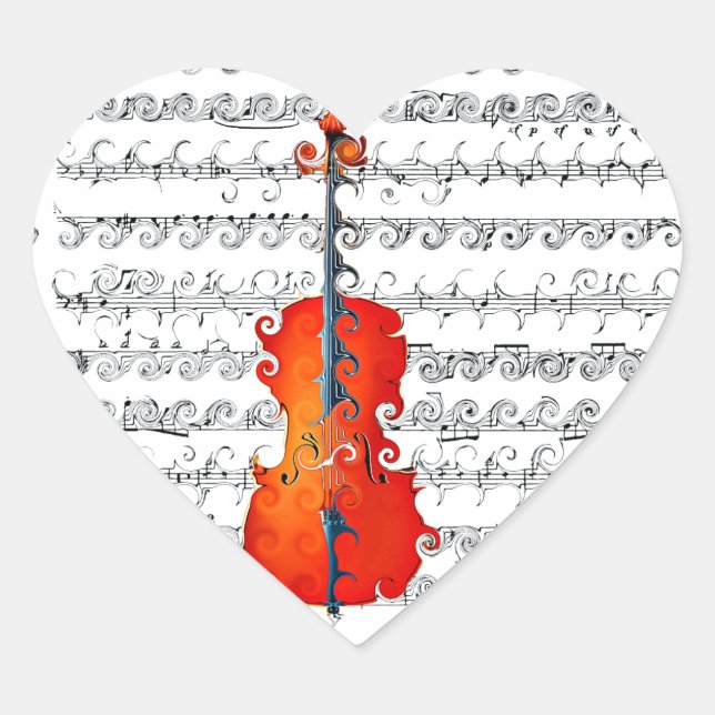 Pegatina En Forma De Corazón ¡Cello y yo rocamos! (Anverso)