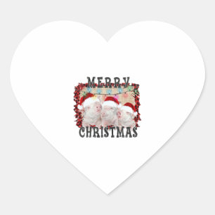 Pegatina En Forma De Corazón Cerdo navideño