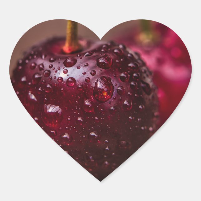 Pegatina En Forma De Corazón Cereza  (Anverso)