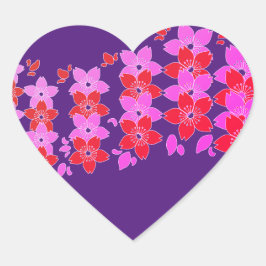 Pegatina En Forma De Corazón Cerezo Blossom Rosa Rojo