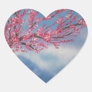 Pegatina En Forma De Corazón Cerezo en flor