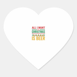 Pegatina En Forma De Corazón Cerveza de Navidad Diseño Divertido de Bebida para