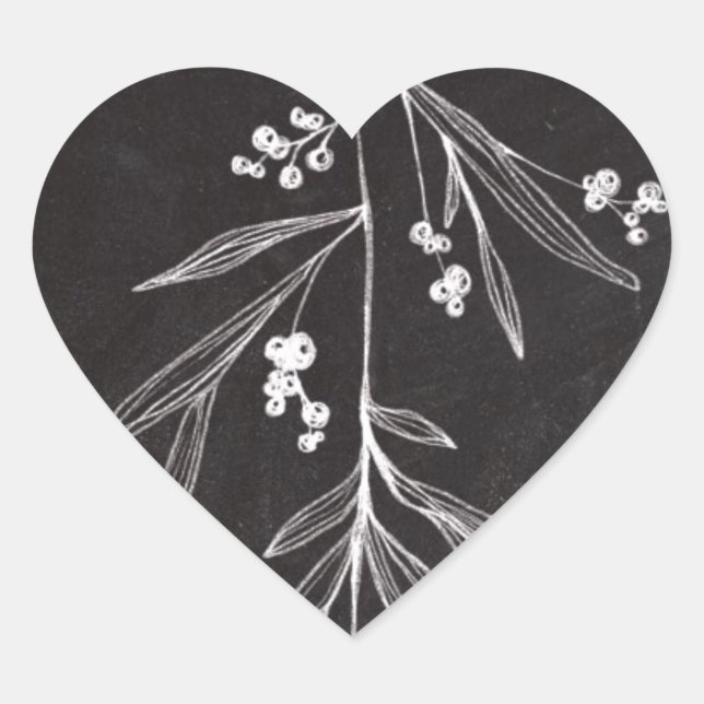 Pegatina En Forma De Corazón Chalkboard Holiday Mistletoe - Navidades (Anverso)