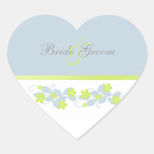 Pegatina En Forma De Corazón Chartreuse Flowers Wedding Stickers (Anverso)