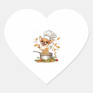 Pegatina En Forma De Corazón Chef Chihuahua - Maestro culinario de perros