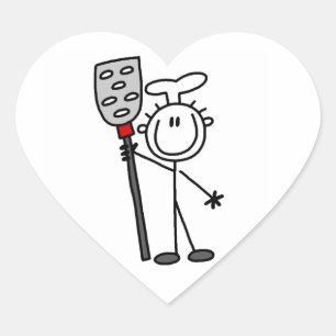 Pegatina En Forma De Corazón Chef Con Espátula