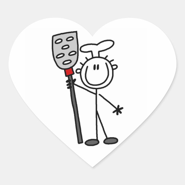 Pegatina En Forma De Corazón Chef Con Espátula (Anverso)