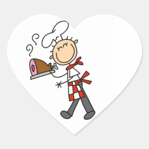 Pegatina En Forma De Corazón Chef Con Jamón Horneado