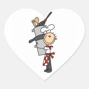 Pegatina En Forma De Corazón Chef Con Ollas y Sartenes