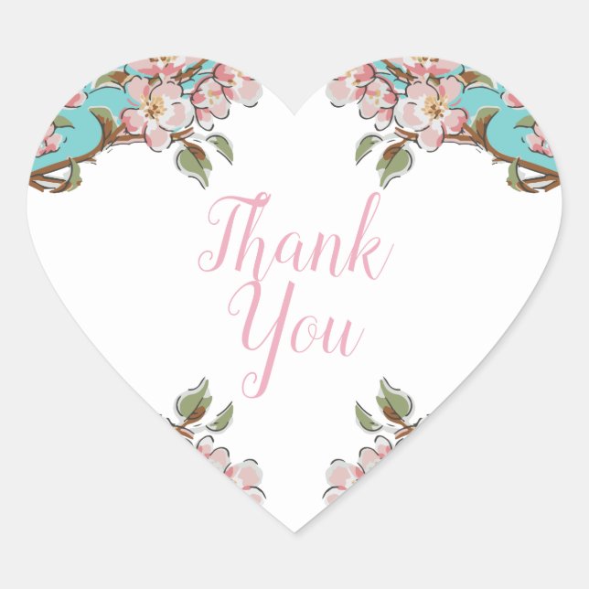 Pegatina En Forma De Corazón Cherry Blossom Baby Shower (Anverso)