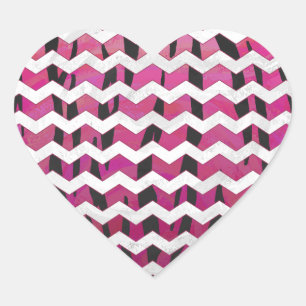 Pegatina En Forma De Corazón Chevron Tiger Hot Pink and Black Print