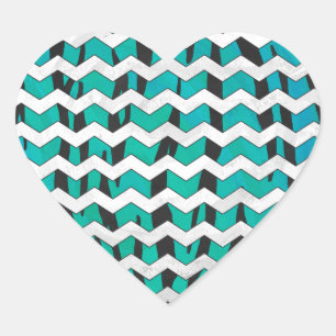 Pegatina En Forma De Corazón Chevron Tiger Impresión negra y Verde azulada
