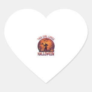Pegatina En Forma De Corazón Chica Ama Bruja de Halloween Calabazas Murciélagos