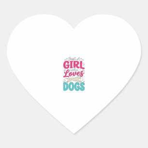 Pegatina En Forma De Corazón Chica Ama Perros Tipografía de Grabado Vintage Dis