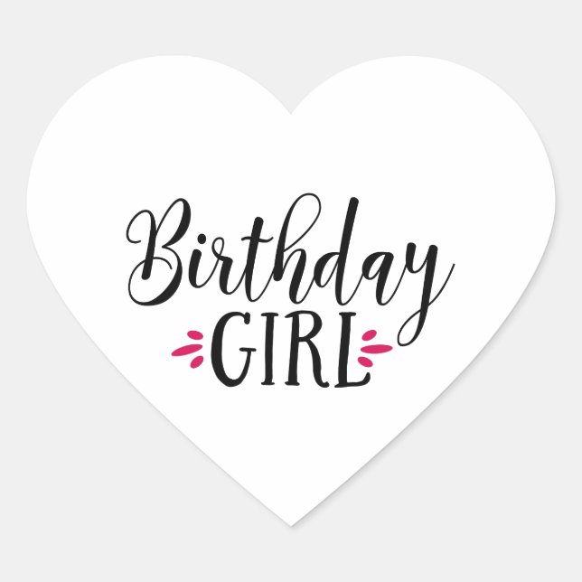 Pegatina En Forma De Corazón chica de cumpleaños (Anverso)
