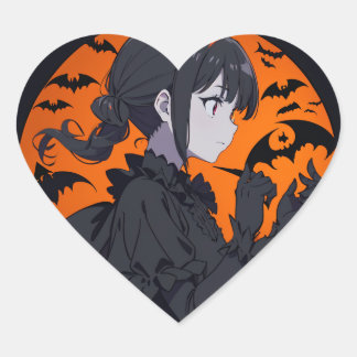 Pegatina En Forma De Corazón chica de halloween