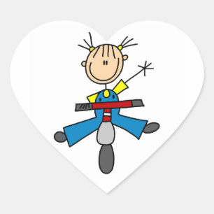 Pegatina En Forma De Corazón Chica de la figura del palo conduciendo un Scooter