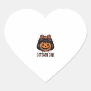 Pegatina En Forma De Corazón Chica de Octubre Calabaza Arco Diseño Vector Hallo