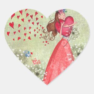 Pegatina En Forma De Corazón Chica precioso con el pegatina del corazón de la
