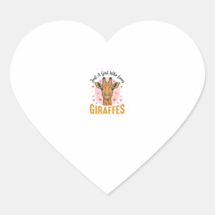 Pegatina En Forma De Corazón Chica Que Ama Las Jirafas Diseño De Grabado Vintag