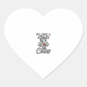 Pegatina En Forma De Corazón Chica Que Ama Vacas Diseño De Camiseta De Vaca Mon