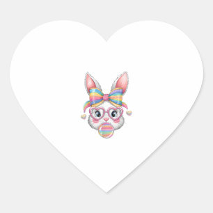 Pegatina En Forma De Corazón Chicas de Cute Bunny Face Coquette Bow Mujeres Sem