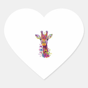 Pegatina En Forma De Corazón Chicas estéticas de jirafa gráfica de jirafa