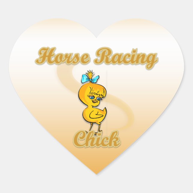 Pegatina En Forma De Corazón Chick de Carreras de caballo (Anverso)