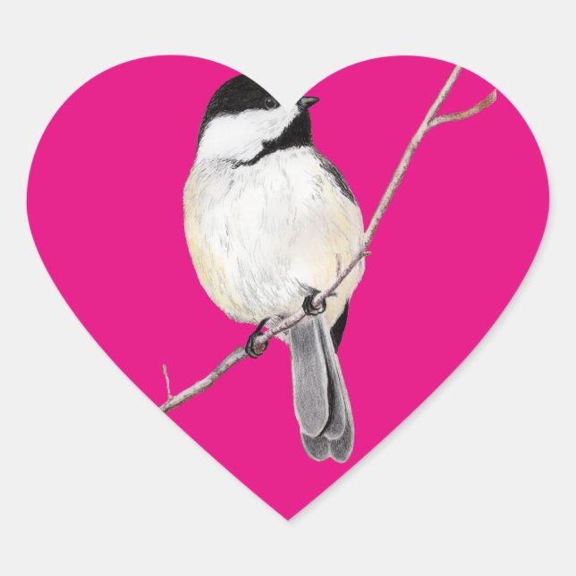 Pegatina En Forma De Corazón Chickadee (Anverso)
