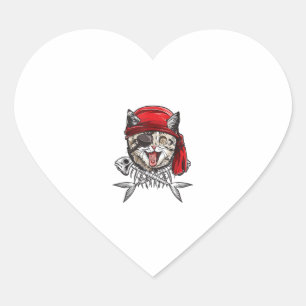 Pegatina En Forma De Corazón Chicos Piratas Del Gato Jolly Roger Flag Skull Y C