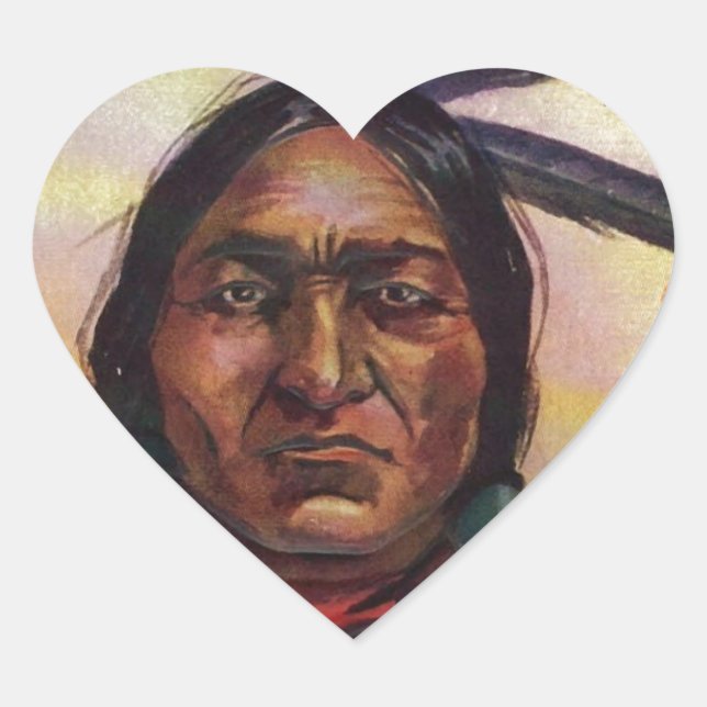 Pegatina En Forma De Corazón Chief Sitting Bull (Anverso)