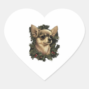 Pegatina En Forma De Corazón Chihuahua Feliz Navidad X-Mas Tree Cute