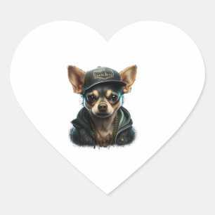 Pegatina En Forma De Corazón Chihuahua Guay Perro rap Hip-Hop Gangster