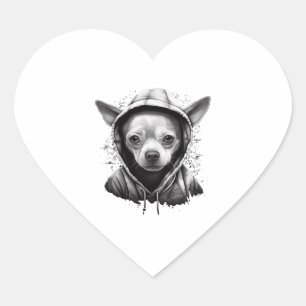 Pegatina En Forma De Corazón Chihuahua Guay Perro rap Hip-Hop Gangster