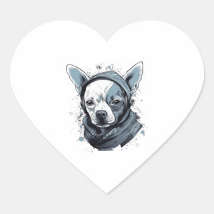 Pegatina En Forma De Corazón Chihuahua Guay Perro rap Hip-Hop Gangster
