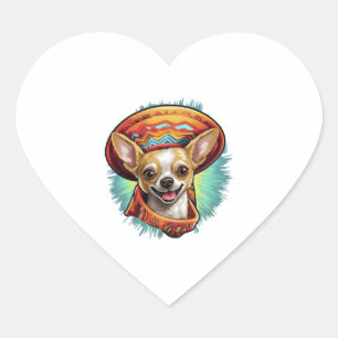 Pegatina En Forma De Corazón Chihuahua México Cinco de Mayo Perro gracioso